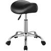 VEVOR Sgabello a Sella con Ruote, Portata 204 kg Sgabello Ergonomico con Rotelle, Sedia a Sella Girevole in Pelle PU Ispessita, Regolabile in Altezza, per Salone Spa Massaggio Clinica, Nero