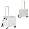 HOMCOM Carrello della spesa pieghevole caddie con manico telescopico regolabile e coperchio capacità max. 80 kg, bianco