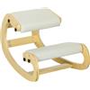 HOMCOM Sedia Inginocchiatoio Regolabile in 6 Posizioni, in Tessuto Effetto Lino e Legno di Betulla, 55x85x55 cm, Crema | Aosom Italy