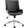 Vinsetto Sedia da Ufficio Ergonomica con schienale a ricurvo e Vintage Imbottita, in Finta Pelle, Legno e Acciaio, Nero e Marrone Scuro | Aosom Italy