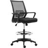 Vinsetto Sedia da Ufficio Regolabile in Tessuto a Rete con Braccioli e Anello Poggiapiedi, Supporto Traspirante, 64x59x104-124 cm, Nero | Aosom Italy