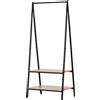 HOMCOM Stand appendiabiti guardaroba stile contemporaneo triangolare dim. 64L x 43l x 149H cm 2 ripiani MDF legno chiaro acciaio nero