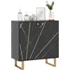HOMCOM Credenza da archiviazione con 2 porte e ripiano regolabile piedini in metallo 76 x 35 x 77 cm marmo nero