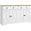 HOMCOM Buffet mobile da salotto armadio da cucina stile rurale 2 cassetti e 2 armadi ripiani a diverse altezze bianco