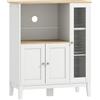 HOMCOM Mobile Microonde con Armadietto Inferiore e 3 Ripiani Laterali con Anta in Vetro, in Legno, 80x35x97 cm, Bianco | Aosom Italy