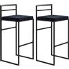 HOMCOM Set di 2 sgabelli da bar sgabelli alti cuscino di seduta in velluto poggiapiedi altezza 74 cm nero