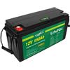 12V 150AH LIFEPO4 PACCO BATTERIA RICARICABILE LITIO FERRO FOSFATO PILA
