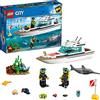 LEGO City Great Vehicles Yacht per Immersioni Subacquee con Minifigure dei Sub, Creature Marine e Pescespada, Set per Bambini dai 5 Anni in su, 60221