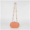 Mimi Mua BORSA CLUTCH PAGLIA CON CATENA COLORATA ARANCIO