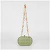 Mimi Mua BORSA CLUTCH PAGLIA CON CATENA COLORATA VERDE SALVIA