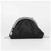 Mimi Mua BORSA CLUTCH IN RASO CON BORDO DI STRASS NERA