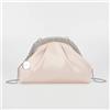 Mimi Mua BORSA CLUTCH IN RASO CON BORDO DI STRASS ROSA