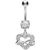 PIERCINGLINE® Piercing per Ombelico in Acciaio Chirurgico a Banana con Cuore e Infinito e Acciaio Inossidabile, Colore: Trasparente, cod. BSB243-KK_1
