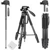 NEEWER Treppiede monopiede portatile in lega di alluminio con testa pan girevole a 3 vie, borsa da transporto per fotocamera e video camcorder, Nero (black), 177 cm
