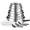 Tefal Batteria da cucina Tefal Ingenio 13 pezzi, induzione, acciaio inossidabile, non acconciata sostenibile, emozione su L897DS04