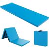 KOMFOTTEU Tappetino da Ginnastica Pieghevole, Spessore 3,8 cm, Tappetino Sportivo Fitness, Imbottitura in Cotone con Perline EPE, Tappetino da Palestra Spesso, 180 x 60cm (Blu)