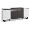 Skraut Home | Credenza, Mobile, Cucina | Madia, mobile ingresso | 200x87x35cm | 4 Porte | Camino elettrico | Design industriale | Stile moderno | Bianco e nero