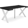 Skraut Home | Consolle allungabile | Tavolo consolle allungabile | 160 | Per 8 persone | Gambe in legno | Stile moderno | Nero