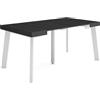 Skraut Home | Consolle allungabile | Tavolo consolle allungabile | 160 | Per 8 persone | Gambe in legno | Stile moderno | Nero