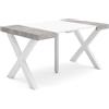 Skraut Home | Consolle allungabile | Tavolo consolle allungabile | 140 | Per 6 persone | Gambe in legno | Stile moderno | Bianco e cemento