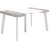 Skraut Home | Consolle allungabile | Tavolo consolle allungabile | 140 | Per 6 persone | Gambe in legno | Stile moderno | Bianco e cemento