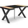 Skraut Home | Consolle allungabile | Tavolo consolle allungabile | 140 | Per 6 persone | Gambe in legno | Stile moderno | Rovere e nero