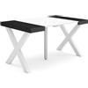 Skraut Home | Consolle allungabile | Tavolo consolle allungabile | 140 | Per 6 persone | Gambe in legno | Stile moderno | Bianco e nero