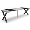 Skraut Home | Consolle allungabile | Tavolo consolle allungabile | 260 | Per 12 persone | Gambe in legno | Stile moderno | Cemento