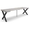 Skraut Home | Consolle allungabile | Tavolo consolle allungabile | 260 | Per 12 persone | Gambe in legno | Stile moderno | Cemento
