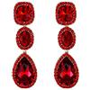 EVER FAITH Orecchini Rhinestone Cristallo festa moda Sposa Goccia aureole pendenti Rosso Oro-fondo