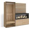Skraut Home | Credenza | Mobile, Buffet, Stoccaggio | 167x145x35 cm | Camera da letto, stanza | Camino elettrico XXL | Armadio Aperto | Stile moderno | Rovere