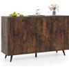 COSTWAY Credenza Buffet da Cucina con 4 Ante e Ripiani Regolabili a 5 Posizioni, Credenza Bassa con 5 Gambe di Supporto, per Soggiorno, Cucina, Sala da Pranzo, 127,5 x 38 x 80 cm (Marrone)