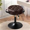 Ckaff Sgabello da Trucco, Sgabello Rotondo Girevole Regolabile in Altezza, Sgabello Basso da Bar Sgabello Toeletta Trucco, Sedia da Cucina in PU per Camera da Letto Soggiorno Salone, Marrone nero