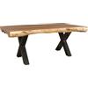 KADIMA DESIGN Tavolo per sala da pranzo, 200 x 100 x 77 cm, stile rustico, in legno, design rettangolare, per sala da pranzo, tronco d'albero, tavolo da cucina per 8 persone