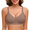 Xnova Reggiseno Senza Ferretto Donna Push Up Minimizer Reggiseni Senza Cuciture Imbottito Comodo Scollo a V Morbido Contenitivo Bralette con Spalline Regolabili, Beige, L
