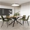 DEGHI Tavolo da pranzo 180x90 cm con top rovere chiaro e gambe in metallo nero - Dalmo