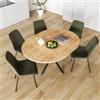 DEGHI Tavolo rotondo allungabile 110-150x110 cm con top rovere chiaro e gambe in metallo nero - Nagly