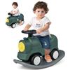 GYMAX Cavallo a Dondolo 3 in 1, Auto Cavalcabile a Forma di Treno con Tavola di Equilibrio Rimovibile, Volante Rotante e Ruote, Giocattolo a Dondolo con 60°Limite di sterzo per Bambini 18-72 Mesi