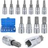 Gueenky 13 Pezzi Set Chiavi a Bussola Torx, T8 - T70 Set di Bussola Torx Stella 1/4 3/8 1/2, Chiavi a Bussola Torx Maschio Set Inserti Torx, 37mm/48mm/55mm Long