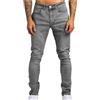 Generico Jeans Lavoro Uomo Pantaloni Slim Fit Regular Denim Vita Bassa Slim Fit Hip Hop Baggy Elasticizzati Cargo Strappati Skinny Tasche Laterali Drip Jeans Nero Pantalone da Lavoro Uomo Grigio L