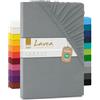 Lavea Lenzuola con angoli jersey - Serie Maya, 100% cotone, Finitura di alta qualità, con elastico perimetrale, certificato Oeko-Tex Standard 100, Cotone, grigio medio, 60x130cm | 70x140cm