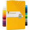 Lavea® Lenzuolo con Angoli MAYA - Jersey 100% Cotone Morbido e Traspirante - Con Elastico per Letto Singolo, Matrimoniale o King Size - OEKO-TEX® (Giallo oro, 140x200-160x200cm)