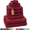 GREEN MARK Textilien GREEN MARK Confezione da 10 asciugamani in spugna di varie misure, 4 asciugamani per le mani, 2 teli doccia, 2 asciugamani per ospiti, 2 guanti da bagno, di colore Bordeaux rosso