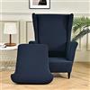 Highdi 2 Pezzi Copripoltrona con Orecchie Elasticizzato, Copridivano da 1 Posto con Fodera per Cuscino, Lavabile Rimovibile per Bar Soggiorno Camera da Letto Reception (Blu Navy)