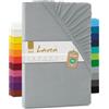 Lavea® Lenzuolo con Angoli King Size 200x220 cm - 100% Cotone Morbido e Traspirante - per Materassi alti fino a 40 cm - con Elastico in Jersey - Argento