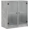 vidaXL Mobile con Ante in Vetro Grigio Cemento 68x37x75,5 cm