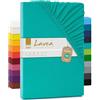 Lavea® Lenzuolo con Angoli MAYA - Jersey 100% Cotone Morbido e Traspirante - Con Elastico per Letto Singolo, Matrimoniale o King Size - OEKO-TEX® (Turchese, 140x200-160x200cm)