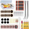 AONAT 56 Pezzi Kit Riparazione Bici,Kit Riparazione Camera d'Aria Bici,Toppe Rotonde in Gomma autoadesive,Attrezzo Multifunzione da Bici,con Contenitore Portatile,per Ciclisti,Veicoli Fuoristrada BMX