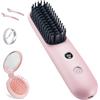 STUDLLY Spazzola lisciante per capelli senza fili, mini pettine portatile da viaggio, spazzola lisciante per capelli a ioni negativi, spazzola per capelli calda da donna, spazzola compatta pieghevole con