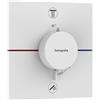 hansgrohe ShowerSelect Comfort E - Miscelatore termostatico incasso, Rubinetto termostatico con blocco di sicurezza (SafetyStop) a 40° C, Termostato quadrato, 2 utenze, bianco opaco